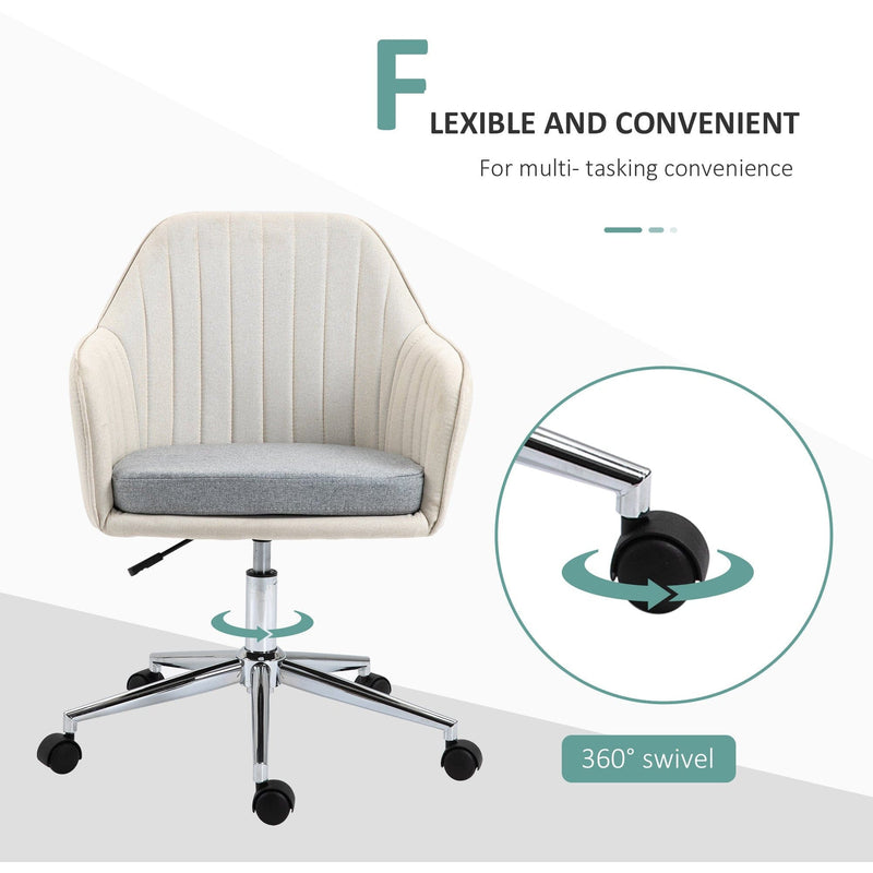 Beige Office Chair With Scalloped Back