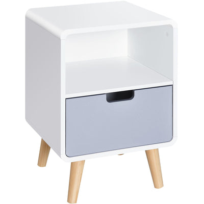 Scandinavian Style Bedside Table With Drawer Homcom