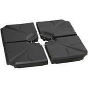 Set of 4 Cantilever Parasol Base Weights — Water or Sand Fill, HDPE, Black Outsunny