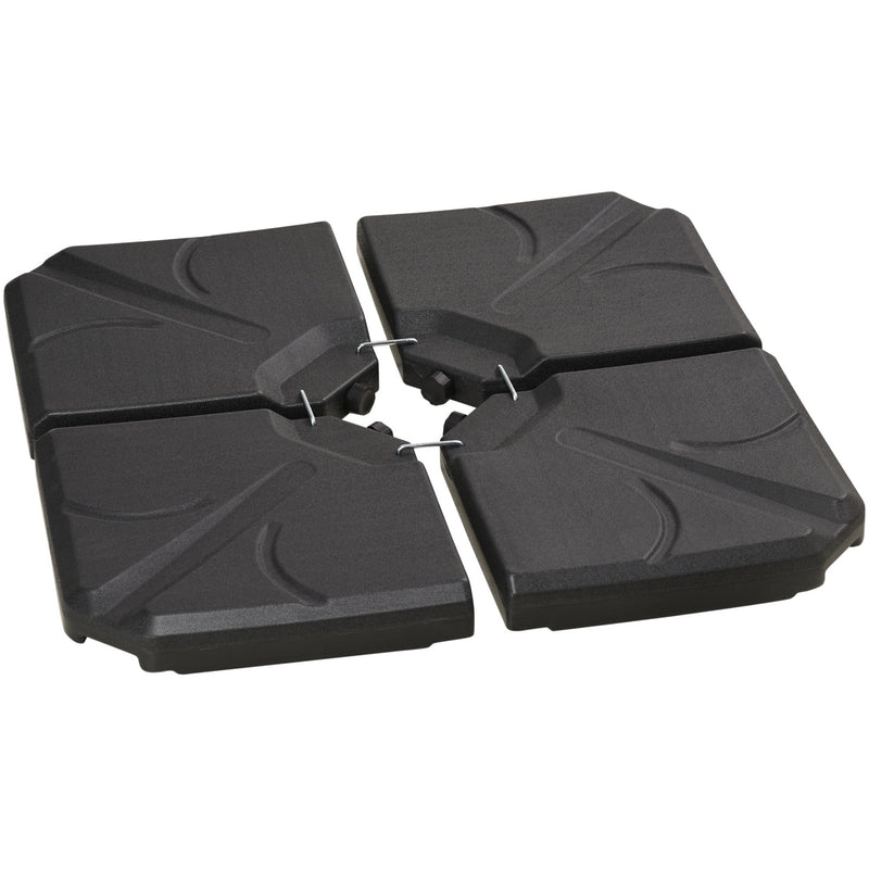 Set of 4 Cantilever Parasol Base Weights — Water or Sand Fill, HDPE, Black Outsunny