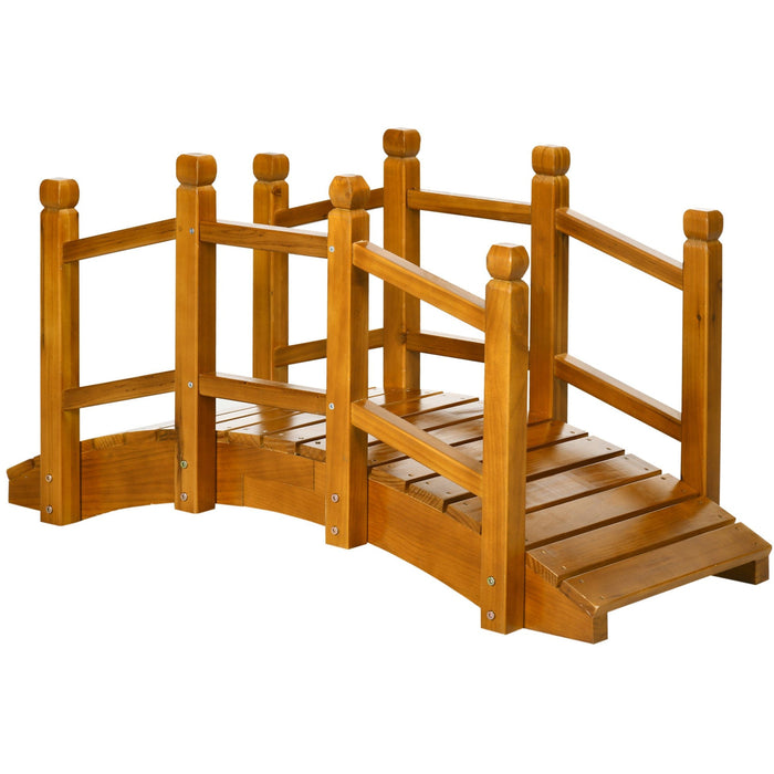 Wooden Garden Bridge with Railings