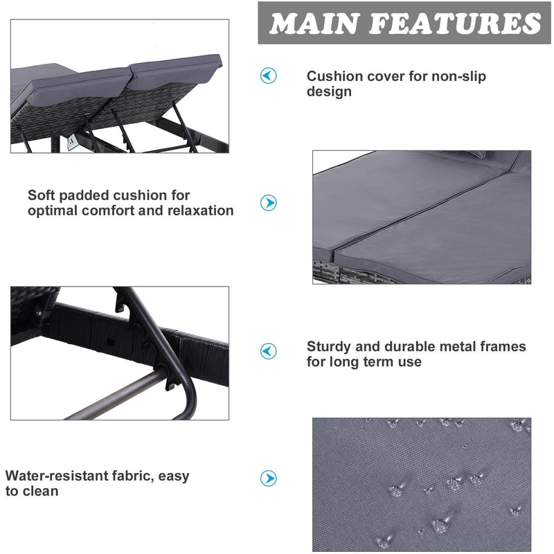 Double Rattan Sun Lounger