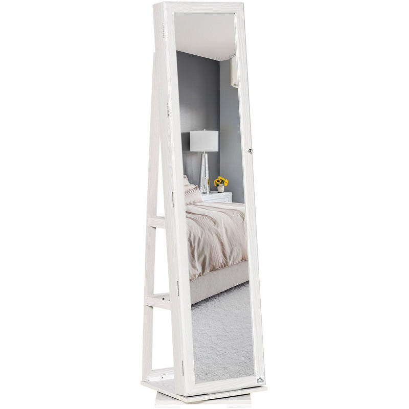 Jewellery Cabinet With Full Length Mirror, White