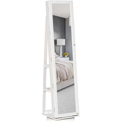Jewellery Cabinet With Full Length Mirror, White Homcom