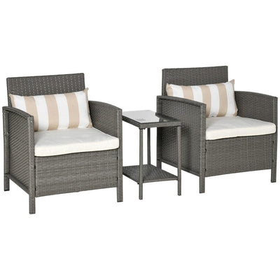 Rattan Garden Bistro Set With Comfy Armchairs Outsunny