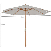 3m Wooden Parasol Outsunny