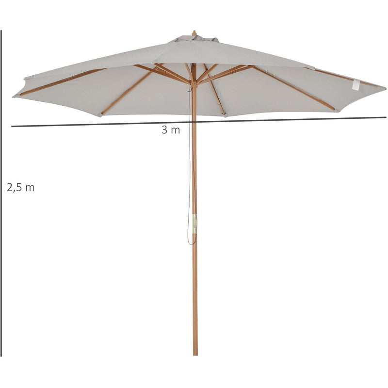 3m Wooden Parasol Outsunny