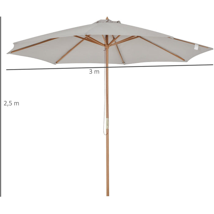 3m Wooden Parasol