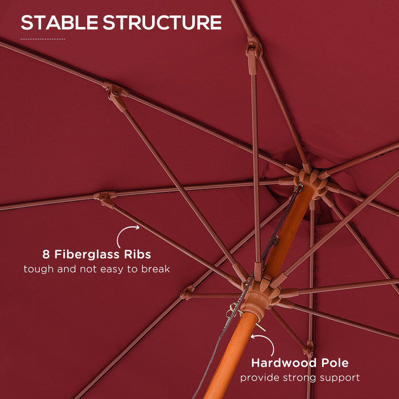 2.5m Wooden Garden Parasol - Top Vent