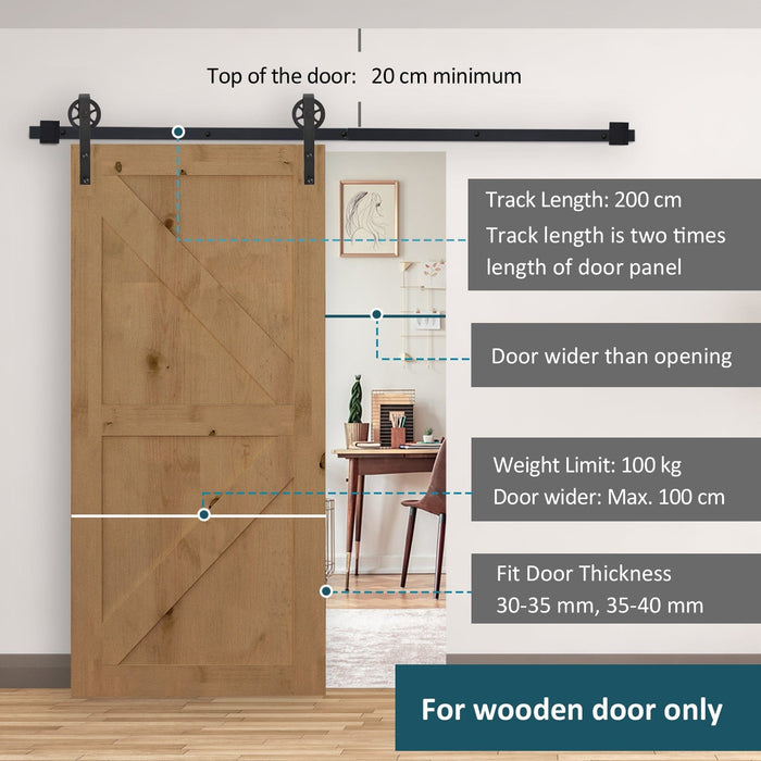 6.6FT Industrial Steel Sliding Door Kit