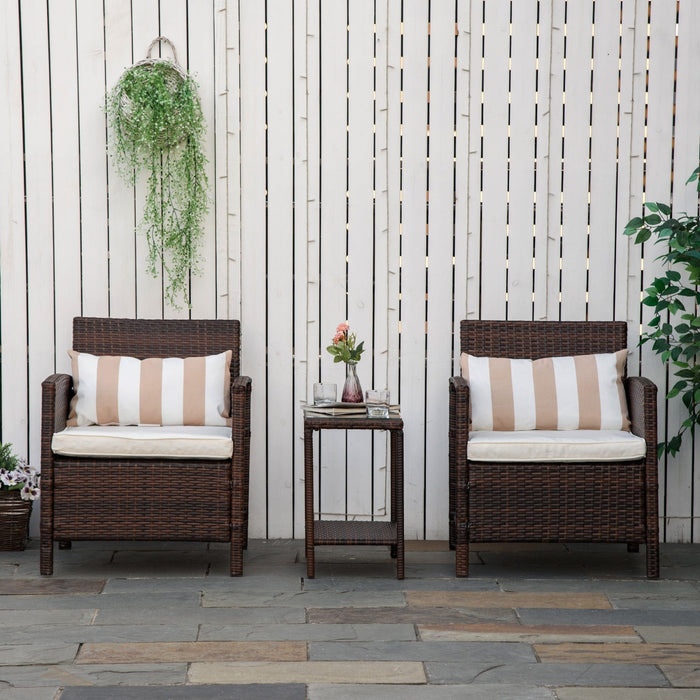 Rattan Garden Bistro Set With Comfy Armchairs