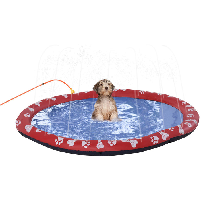 150cm Dog Sprinkler Splash Pad, Non-slip, Red
