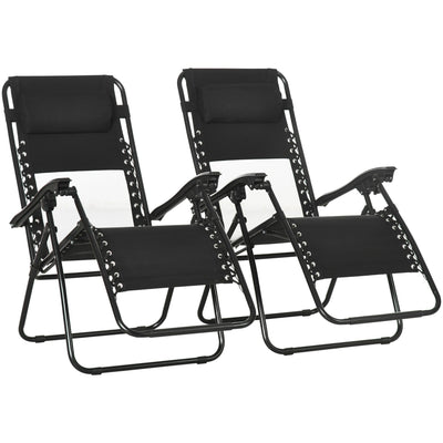 2pc Zero Gravity Chairs, Black Outsunny