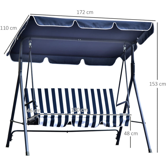 3 Seater Garden Swing Seat with Tilting Shade, 200kg