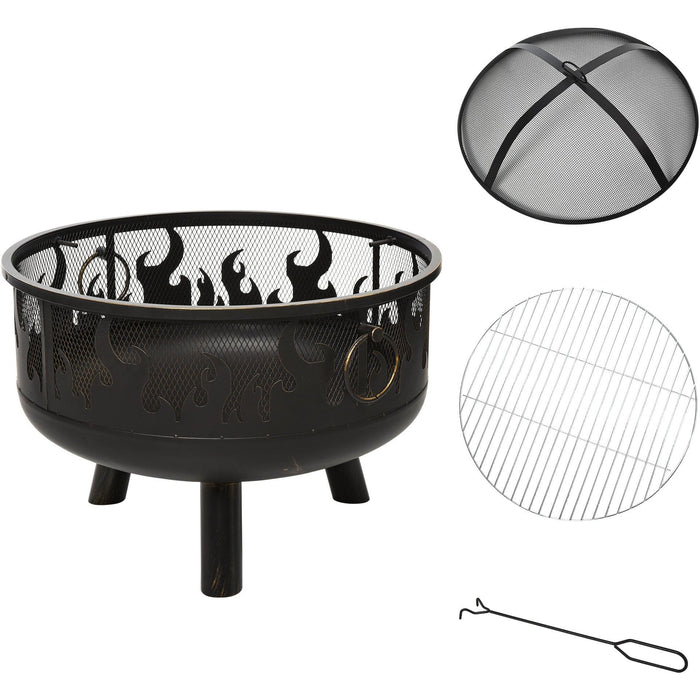 2-in-1 Fire Pit BBQ Grill - Steel, Cooking Grate
