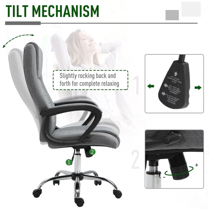 High Back Office Chair With Wheels, Adjustable Height