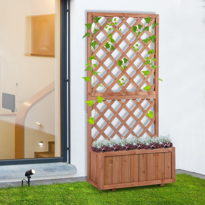 Trough Planter With Trellis Outsunny