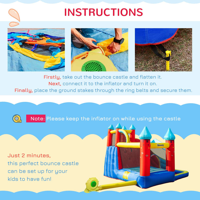 4-in-1 Kids Bouncy Castle With Slide, Pool 2.9m, Age 3-8