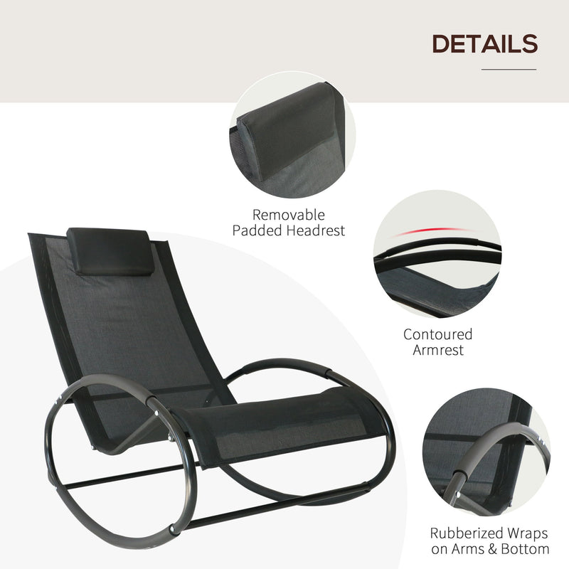 Rocker Sun Lounger With Pillow Outsunny