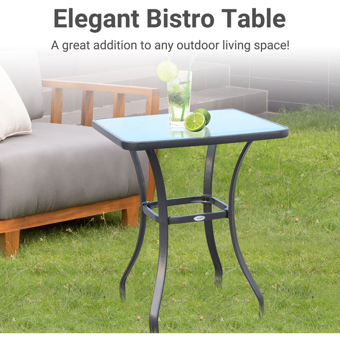 Square Bistro Table, Tempered Glass