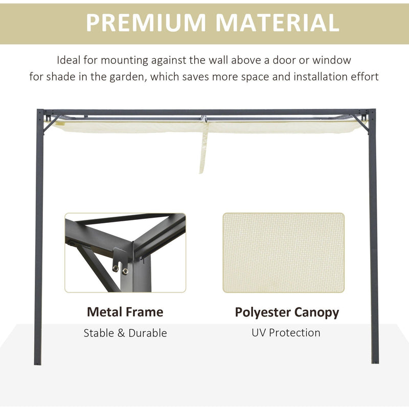 Garden Pergola With Retractable Canopy 3x3m, Wall Mounted