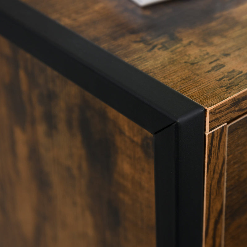 Industrial 3 Drawer Chest, Metal Frame, Bedroom/Living Room