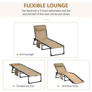 Portable Sun Lounger For Beach, Garden, Pool Outsunny