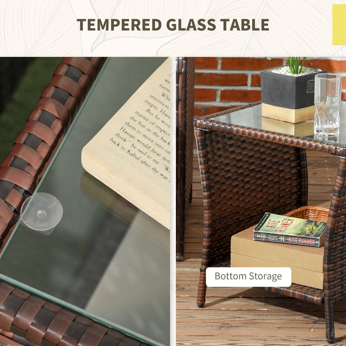 3 Piece Patio Bistro Set With Reclining Armchairs, Brown