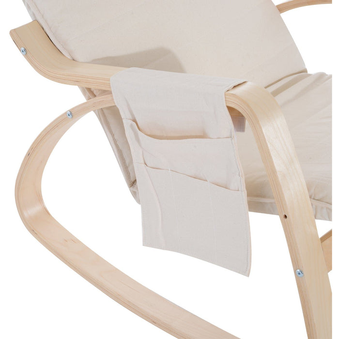 Cream White Rocking Lounge Chair With Footrest