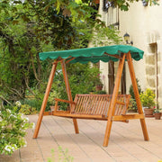 3 Seater Wooden Garden Swing Chair Bench, Green Outsunny