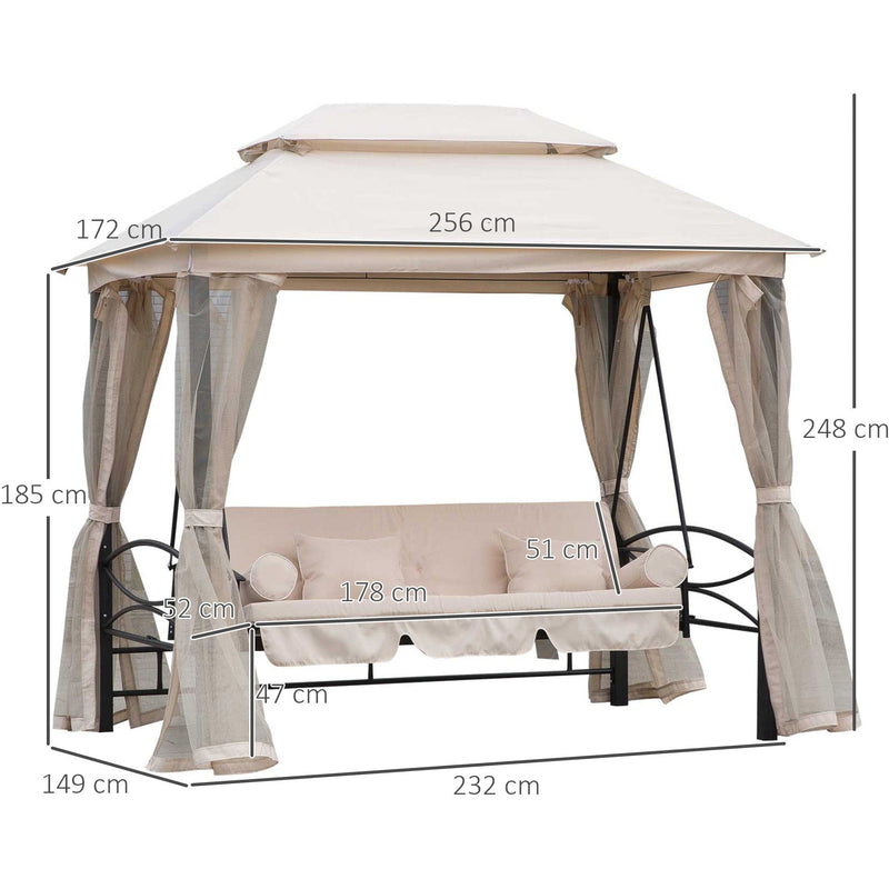 Outdoor 2-in-1 Convertible Garden Swing Chair Bed Outsunny