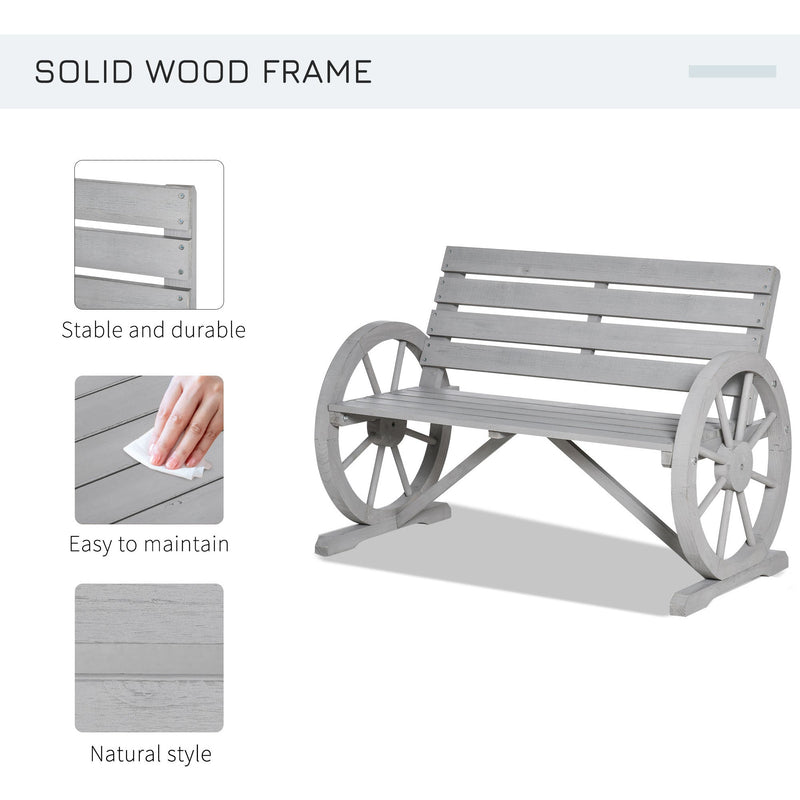 Wagon Wheel Garden Bench Outsunny
