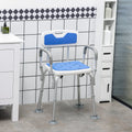 Padded Shower Chair, Height Adjustable - Blue Homcom