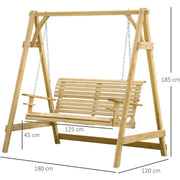 2 Seater Larch Wood Swing Chair Outsunny
