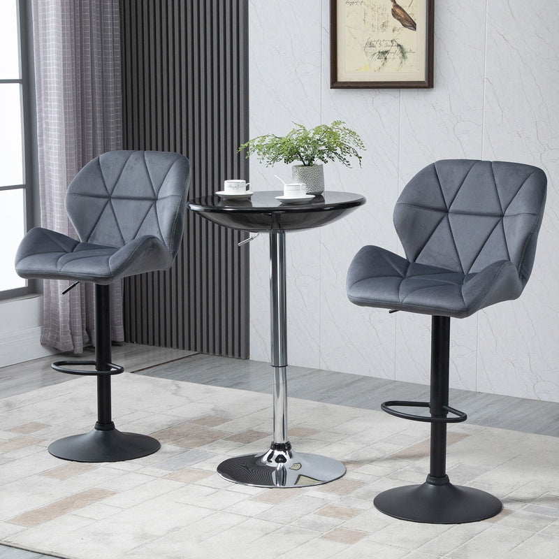 Set of 2 Grey Bar Stools With Backs