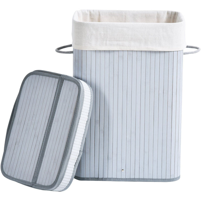 Foldable Laundry Basket, Grey Wood