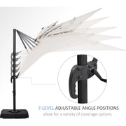 Premium Roma 3m Square Cantilever Parasol With Base Outsunny