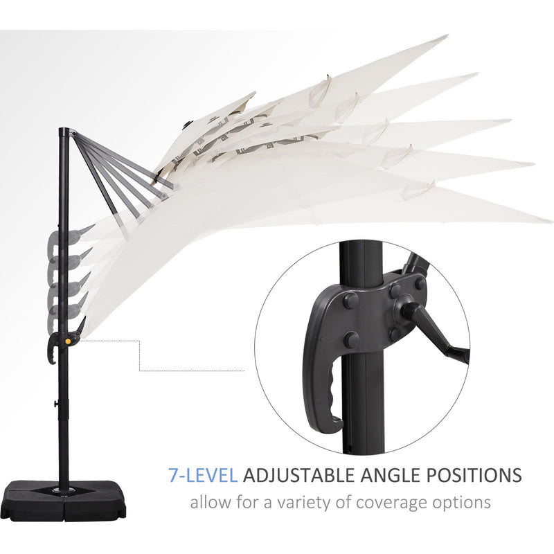 Premium Roma 3m Square Cantilever Parasol With Base Outsunny