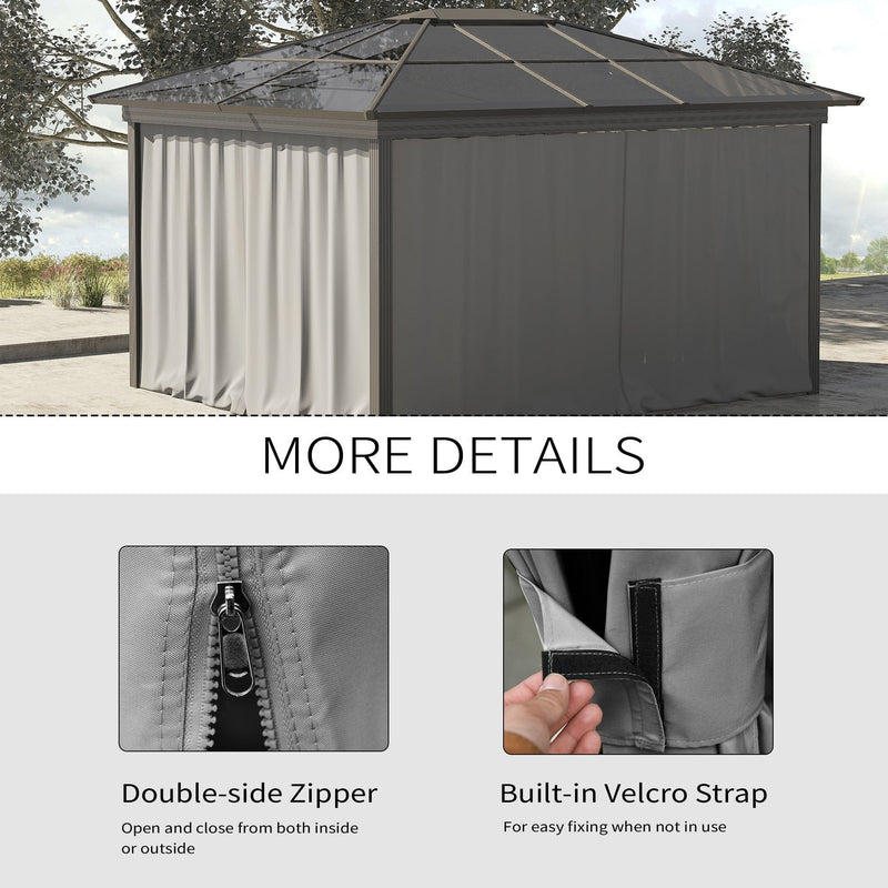 Sides For Gazebo, 4 Panels, Fits Most 3x3m Gazebos, Grey Outsunny