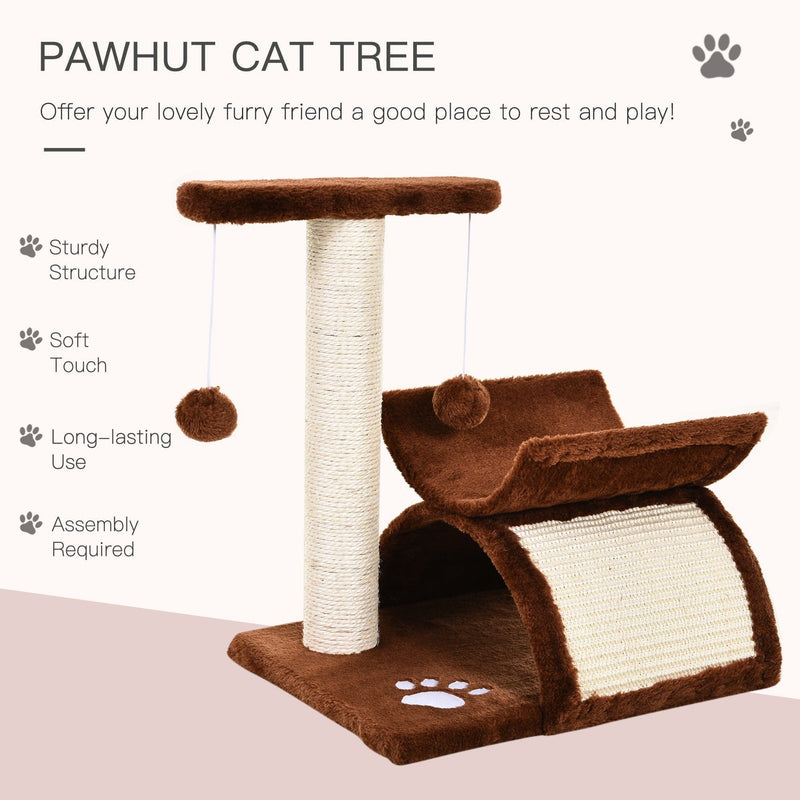 Brown Plush Cat Tree, L40 x W30 x H43 cm