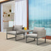 3 Piece Rattan Patio Furniture Set with Adjustable Table & Recliner Grey