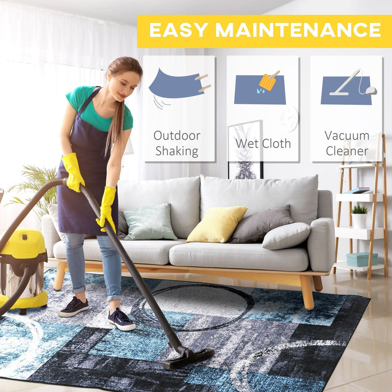 Blue Geometric Rug, Large, 160x230 cm