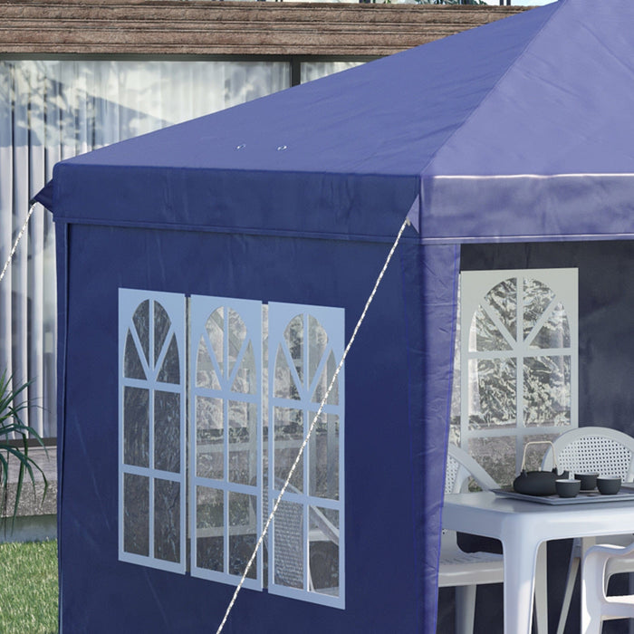 6x3 Pop Up Gazebo With Sides, Water & UV-Resistant, Blue