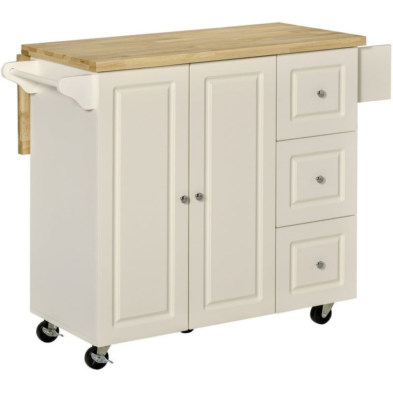 Drop-Leaf Kitchen Cart on Wheels with Storage