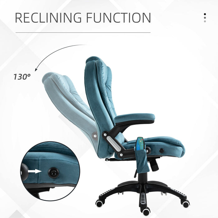 Blue Velvet Heated Massage Chair