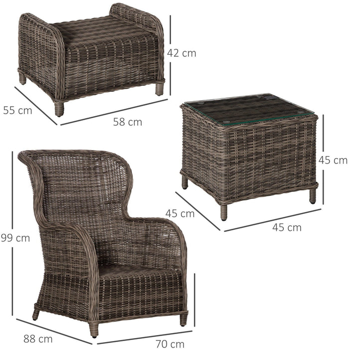 Deluxe 2 Seater Rattan Lounge Set, Brown, Fully-Assembled