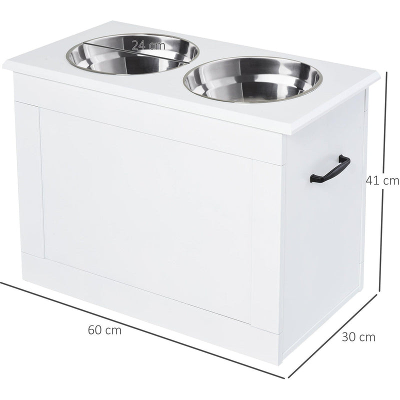 Raised Pet Feeding Station With 2 Stainless Steel Bowls