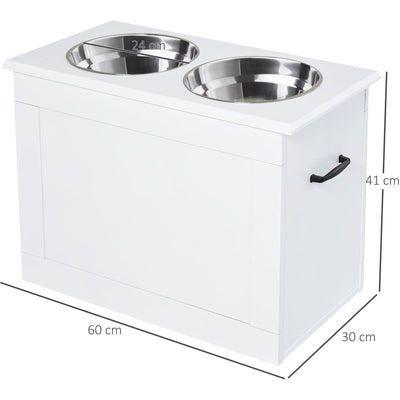 Raised Pet Feeding Station With 2 Stainless Steel Bowls Pawhut