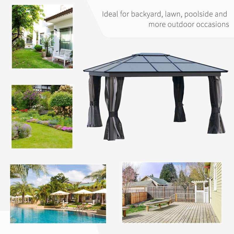 Hard Roof Gazebo, UV Resistant Roof, Garden Pavilion, 4x3.6m