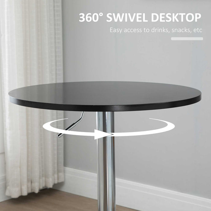 Black Adjustable Round Bar Table